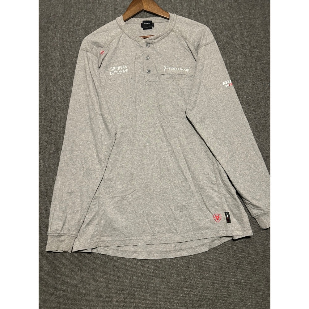 Ariat fr henley long sleeve shirt flame resistant work Large mens logo